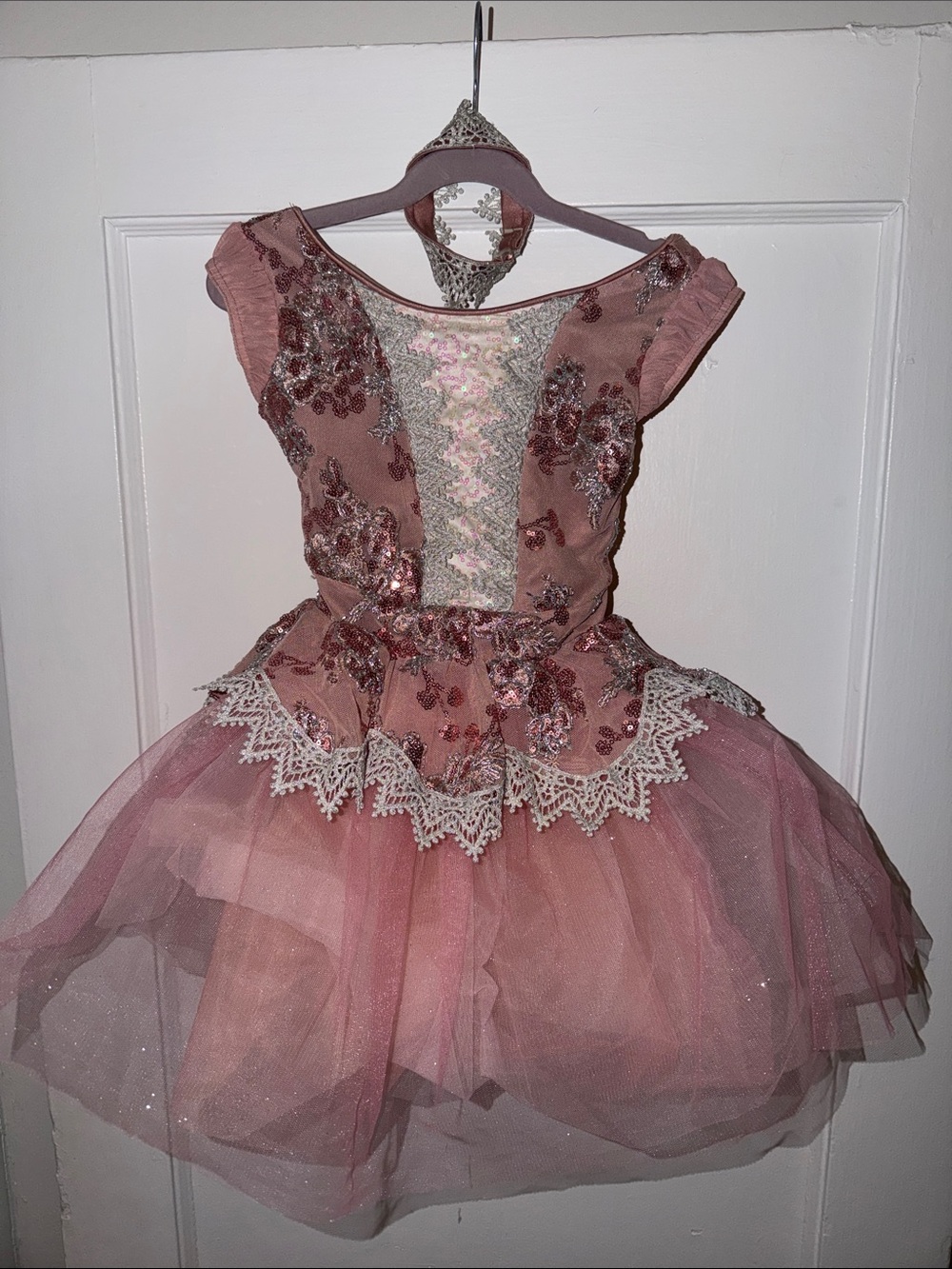 Weissman Girls Dusty Pink Sequins Ballerina Tutu with collar size XSC